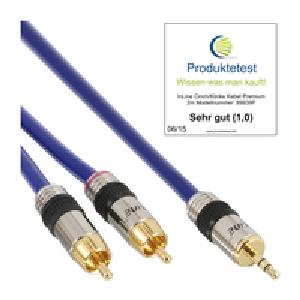 InLine Audio Cable Premium 2x RCA male / 3.5mm male gold plated 10m